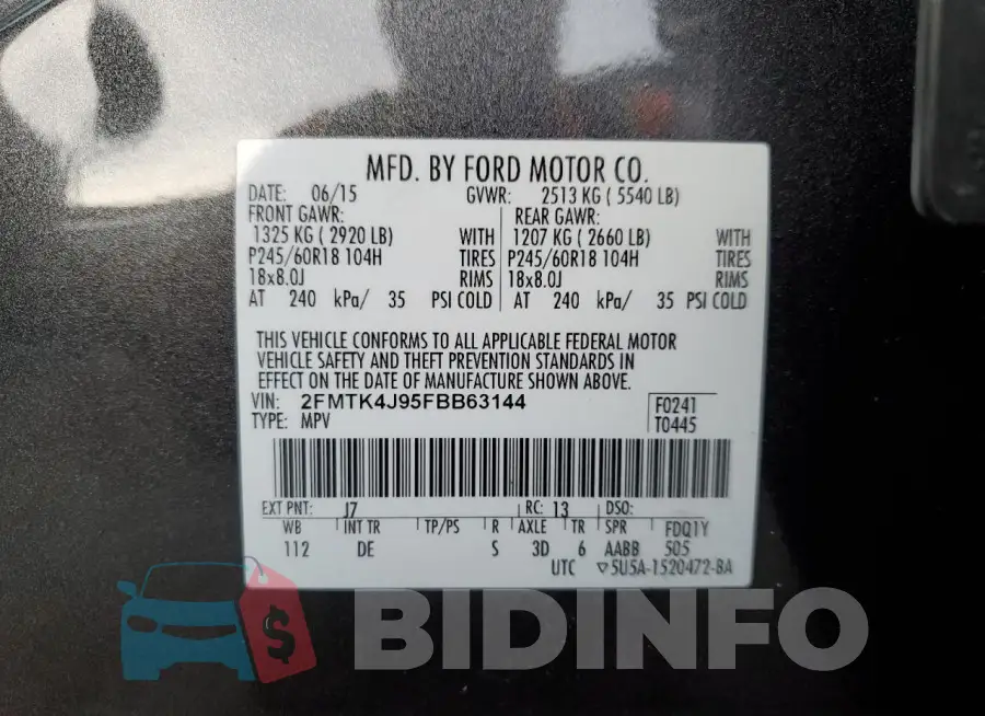 2FMTK4J95FBB63144 Photo# 14