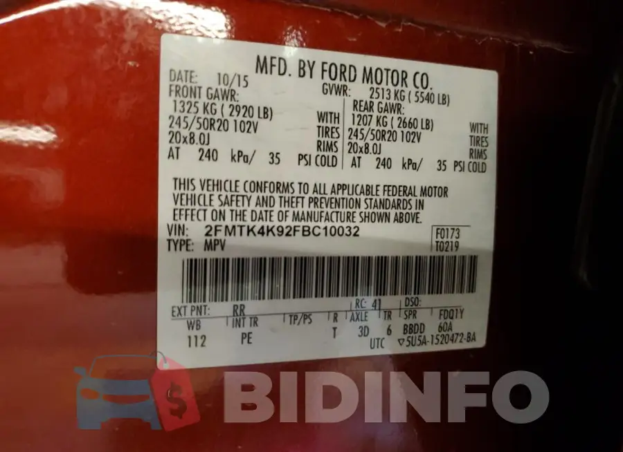 2FMTK4K92FBC10032 Photo# 12