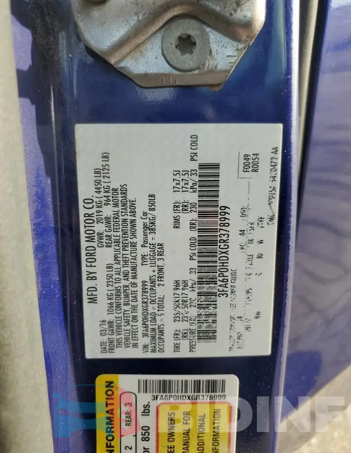 3FA6P0HDXGR378999 Photo# 13