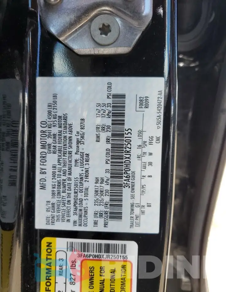 3FA6P0HDXJR250155 Photo# 12