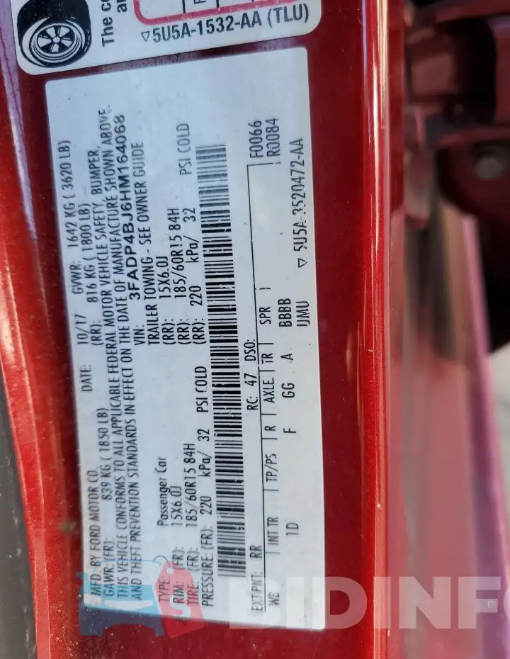 3FADP4BJ6HM164068 Photo# 12