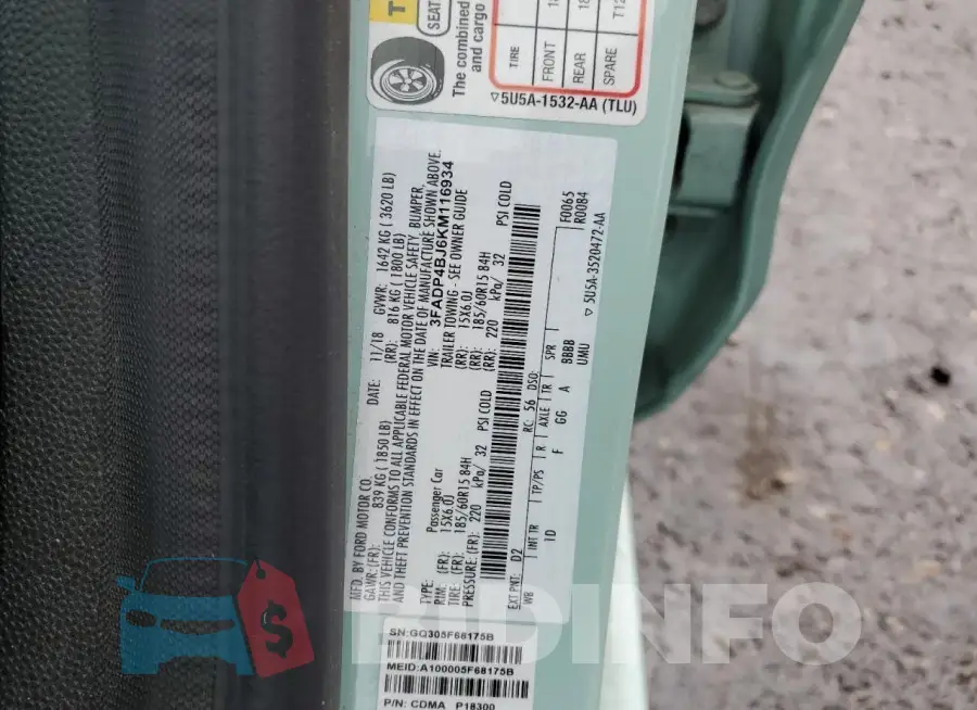 3FADP4BJ6KM116934 Photo# 12
