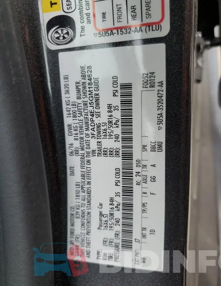 3FADP4EJ5GM184628 Photo# 13