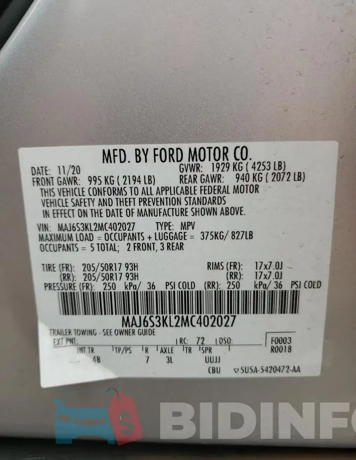 MAJ6S3KL2MC402027 Photo# 13