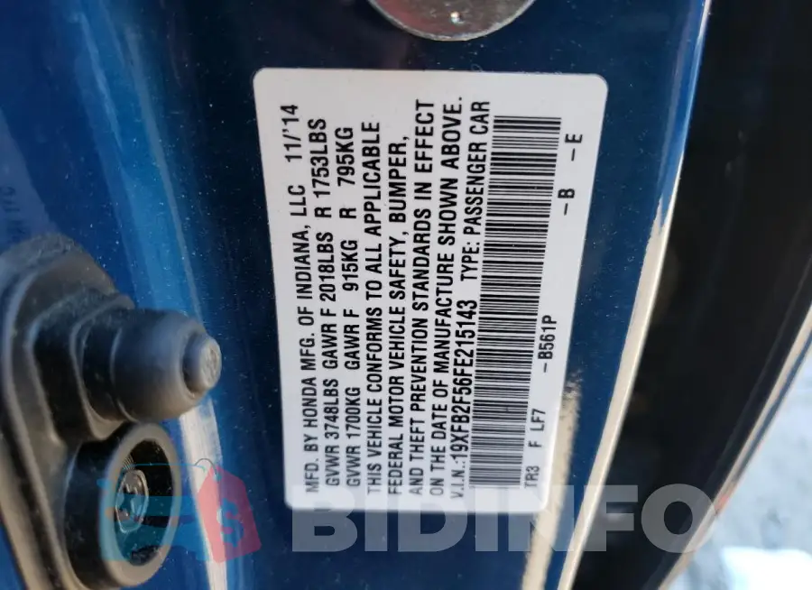 19XFB2F56FE215143 Photo# 12