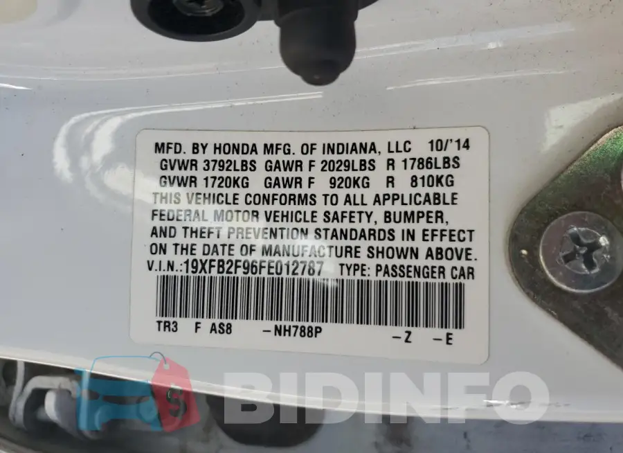 19XFB2F96FE012787 Photo# 12