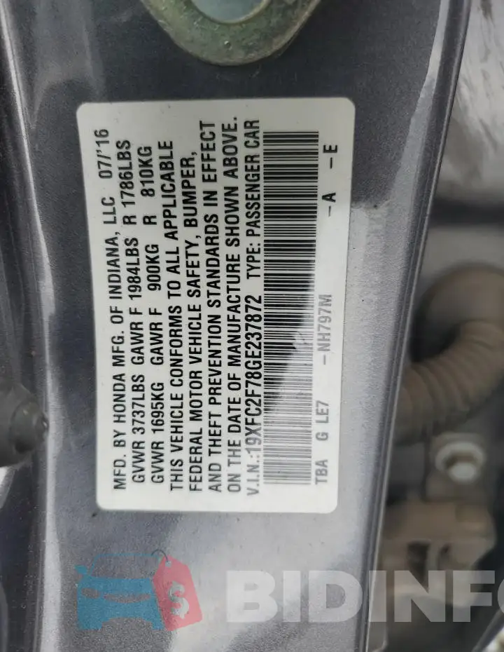 19XFC2F78GE237872 Photo# 12