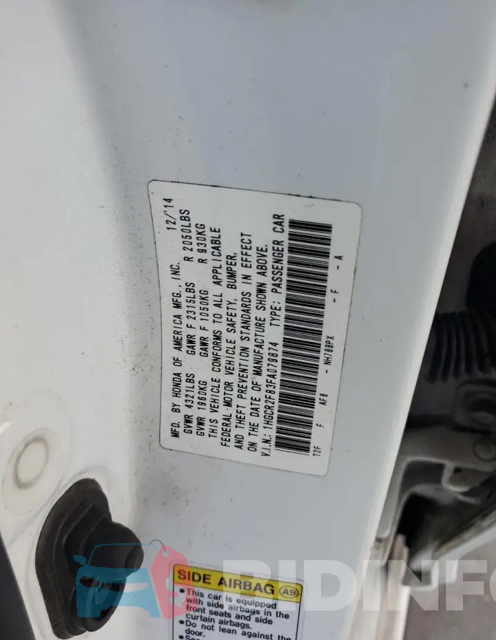 1HGCR2F83FA079874 Photo# 12