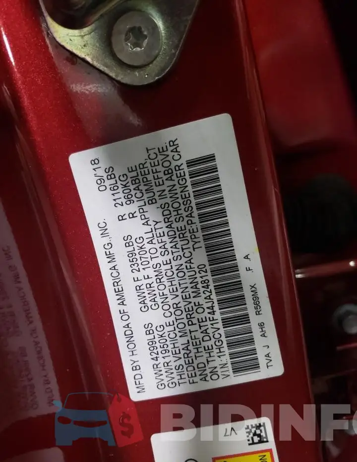 1HGCV1F44JA248120 Photo# 12