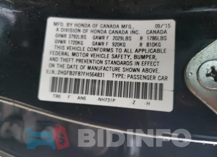 2HGFB2F87FH564831 Photo# 12