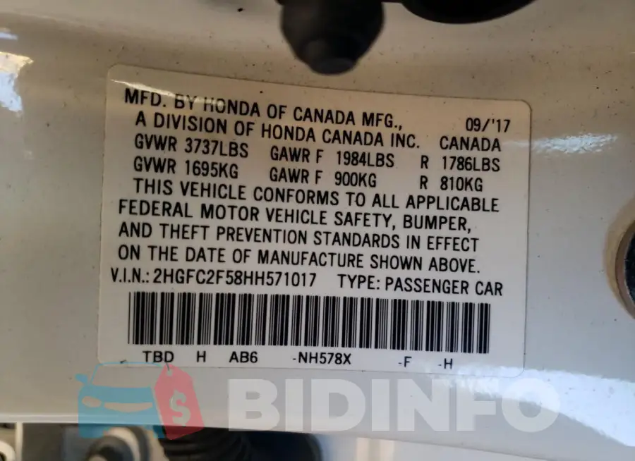 2HGFC2F58HH571017 Photo# 12