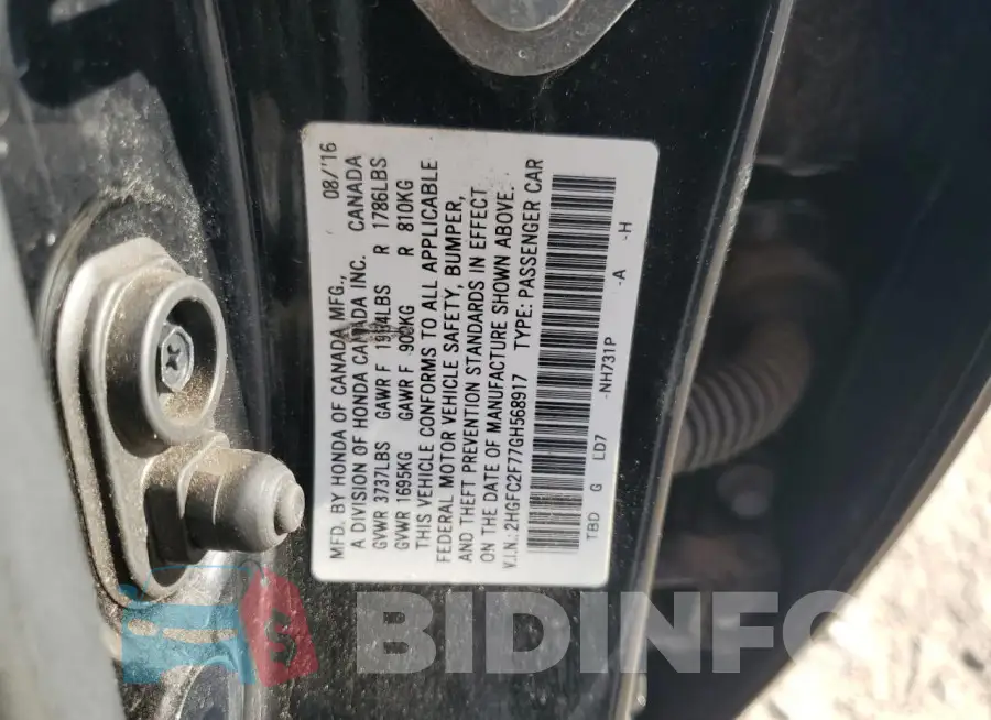 2HGFC2F77GH568917 Photo# 12