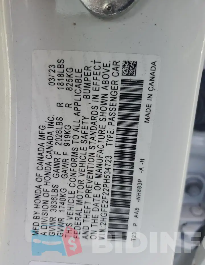 2HGFE2F22PH534723 Photo# 13