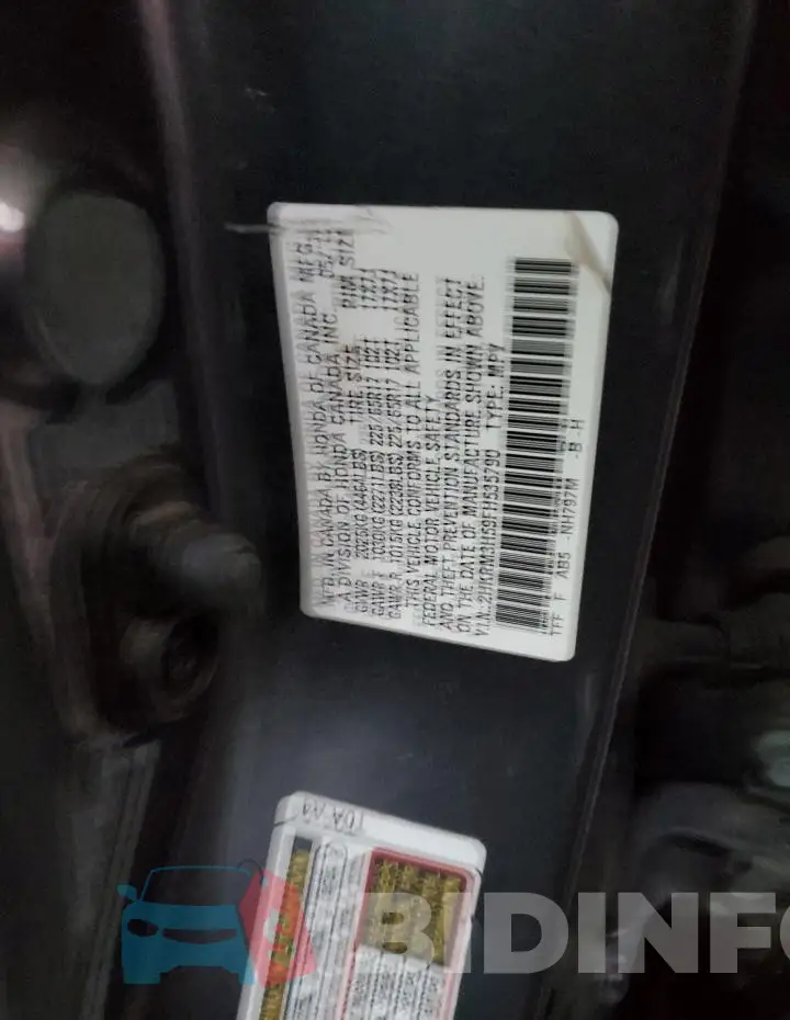 2HKRM3H59FH535790 Photo# 12