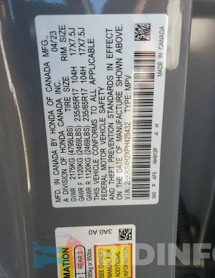 2HKRS4H2XPH425432 Photo# 13