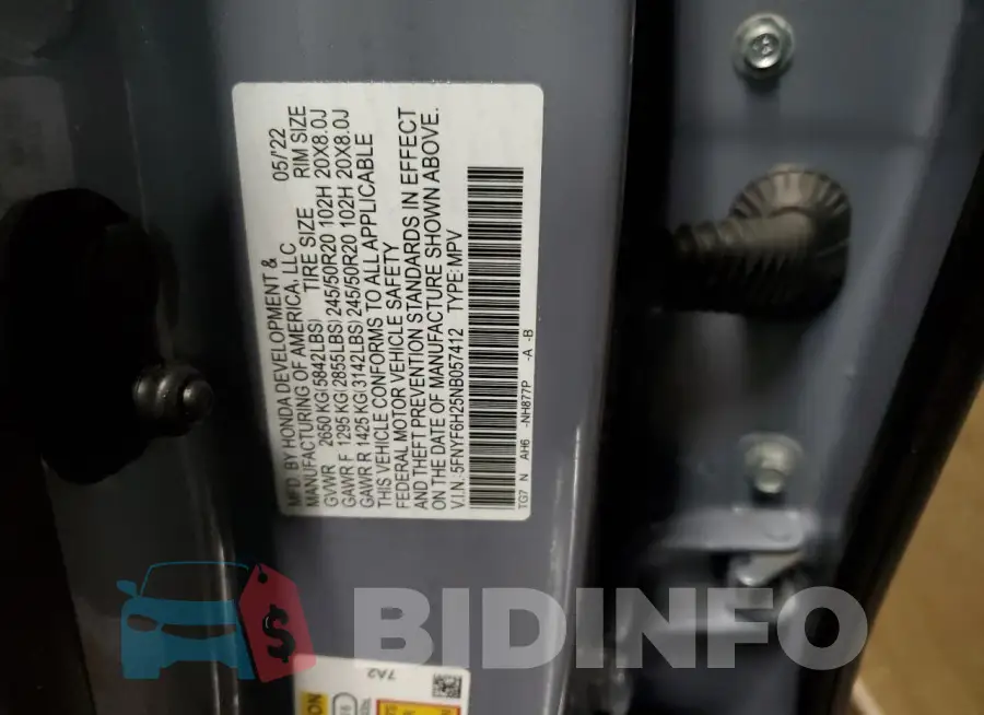 5FNYF6H25NB057412 Photo# 14