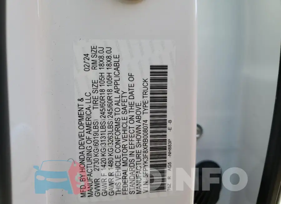 5FPYK3F8XRB008074 Photo# 12