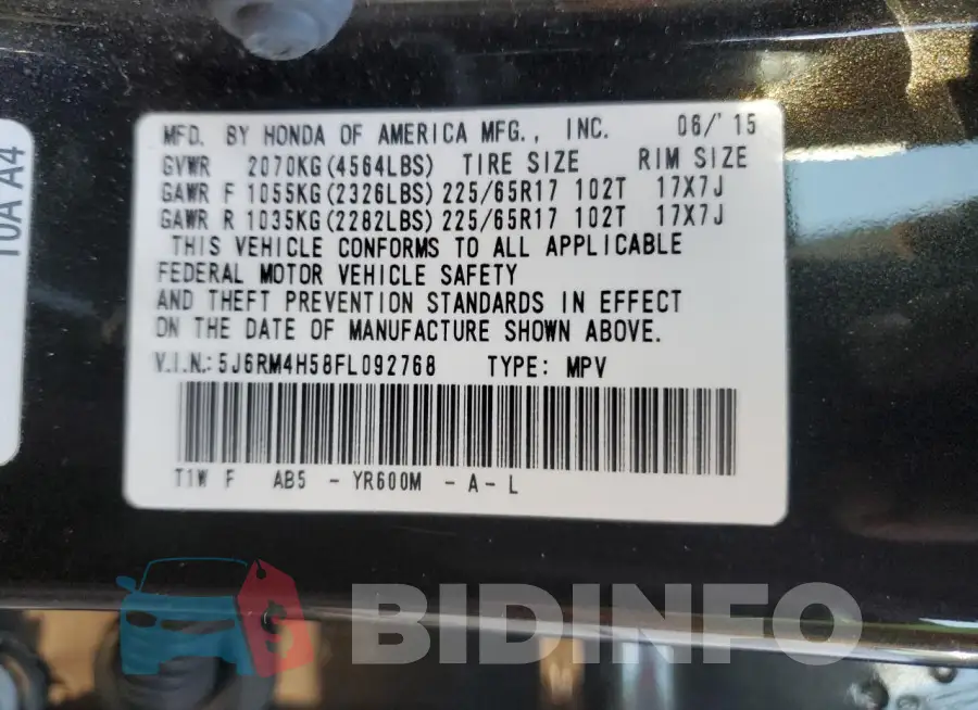 5J6RM4H58FL092768 Photo# 13