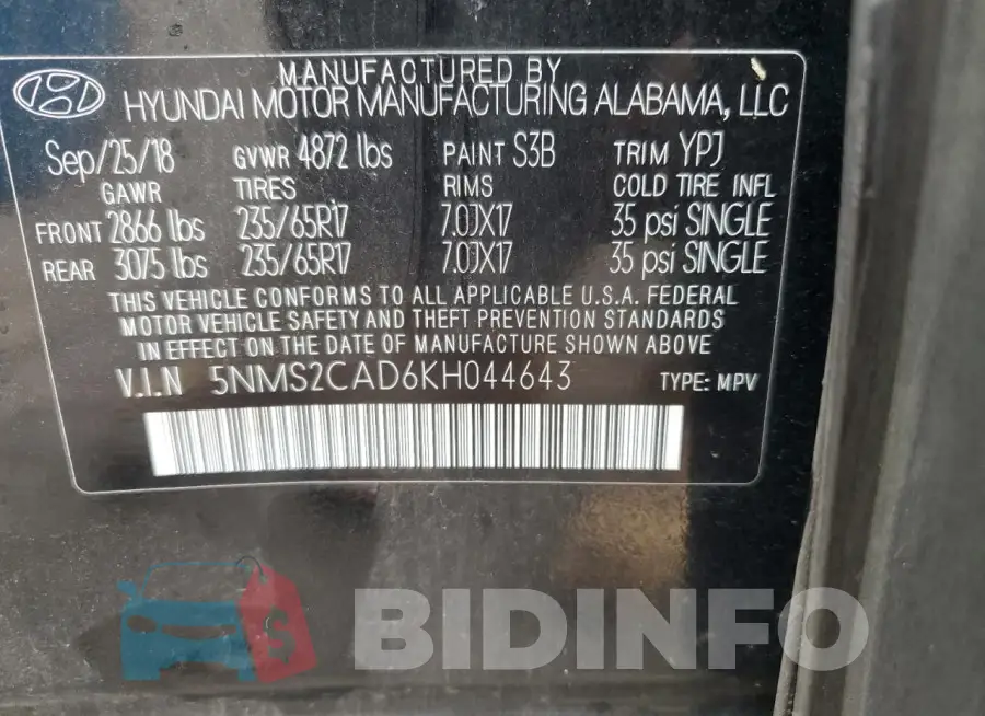 5NMS2CAD6KH044643 Photo# 14