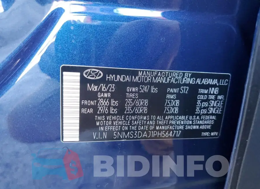5NMS3DAJ1PH564717 Photo# 13