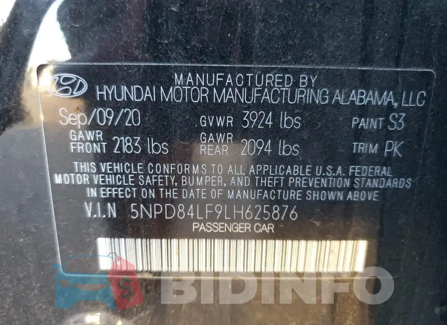 5NPD84LF9LH625876 Photo# 12