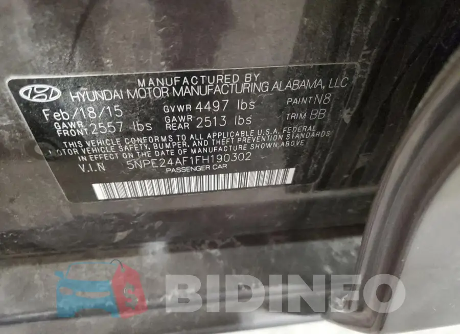 5NPE24AF1FH190302 Photo# 12