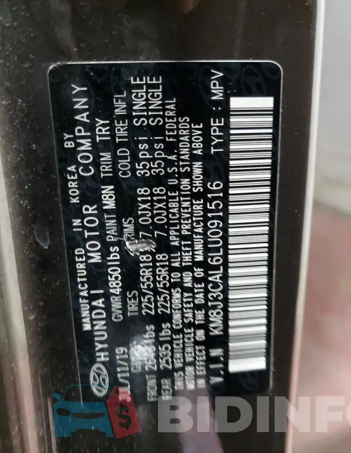 KM8J3CAL6LU091516 Photo# 12
