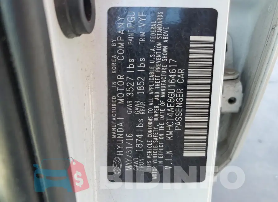 KMHCT4AE8GU164617 Photo# 13