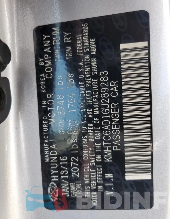 KMHTC6AD1GU289283 Photo# 13
