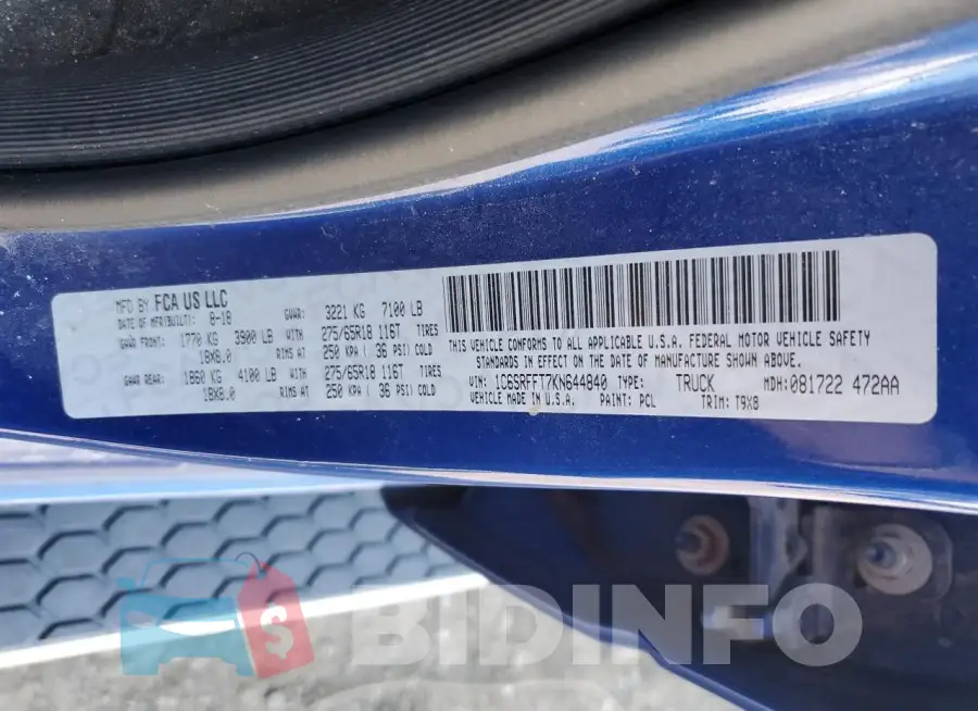 1C6SRFFT7KN644840 Photo# 12