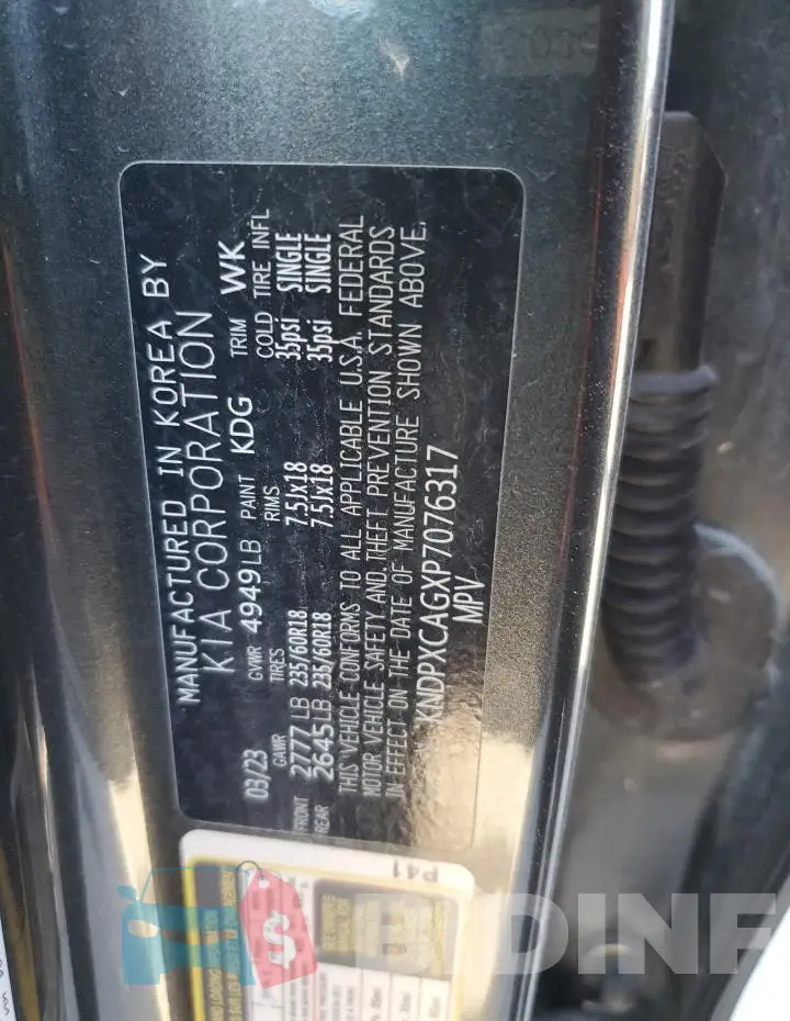 KNDPXCAGXP7076317 Photo# 13