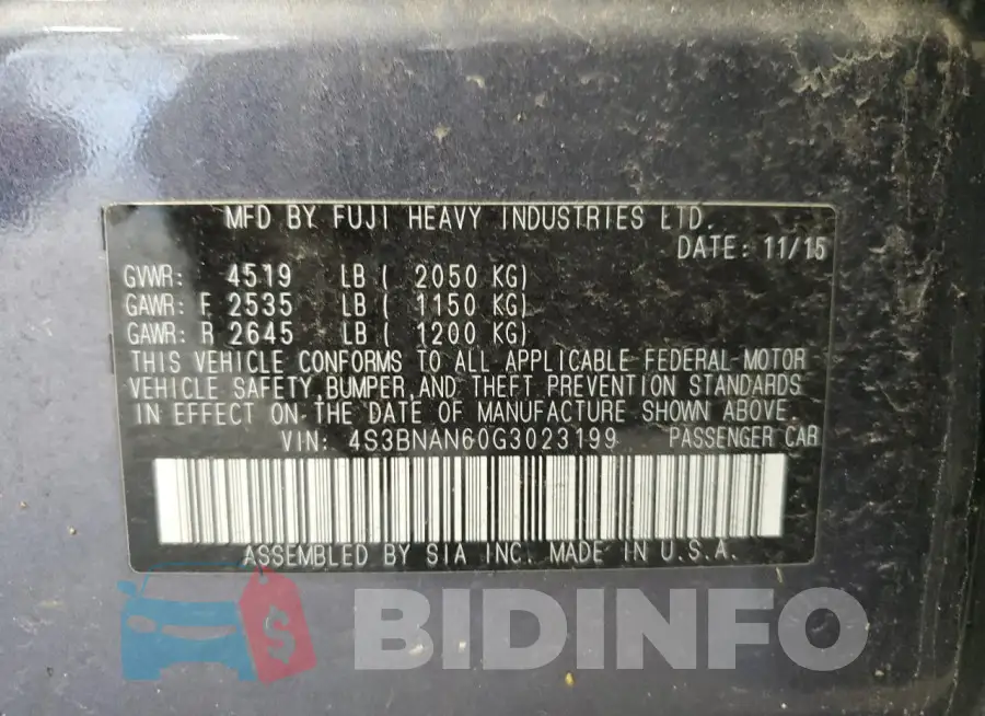 4S3BNAN60G3023199 Photo# 12
