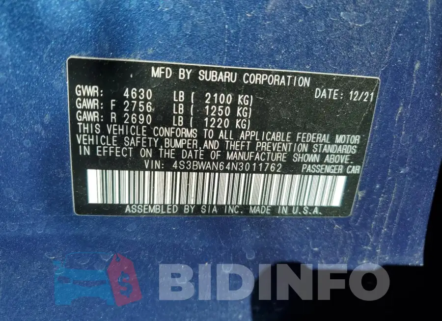 4S3BWAN64N3011762 Photo# 12