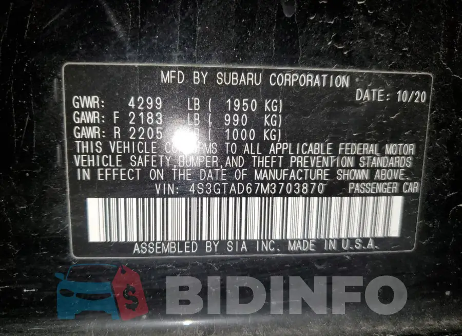 4S3GTAD67M3703870 Photo# 13