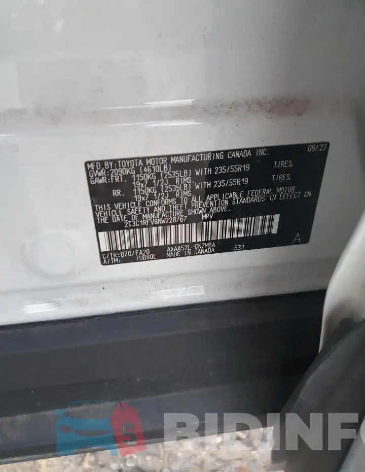 2T3C1RFV8NW228767 Photo# 14