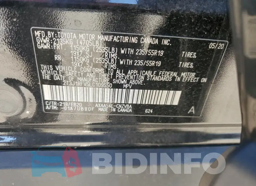 2T3J1RFV5LC109550 Photo# 13