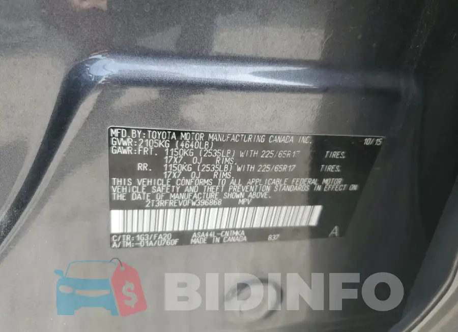 2T3RFREV0FW396868 Photo# 13