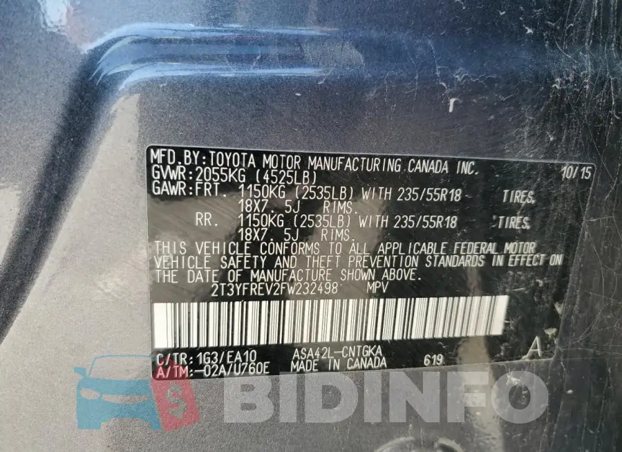 2T3YFREV2FW232498 Photo# 12