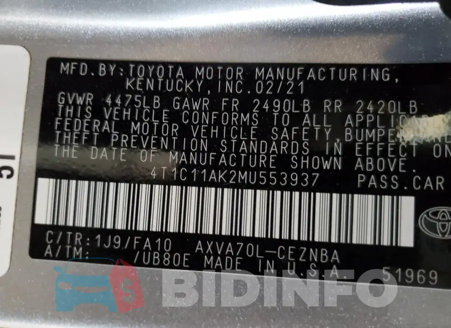 4T1C11AK2MU553937 Photo# 13