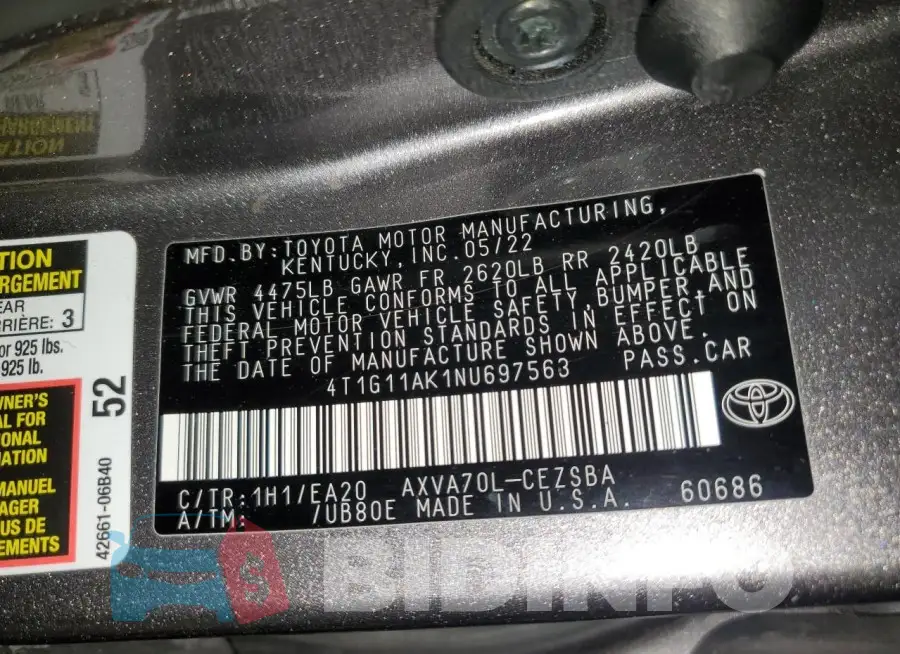 4T1G11AK1NU697563 Photo# 12