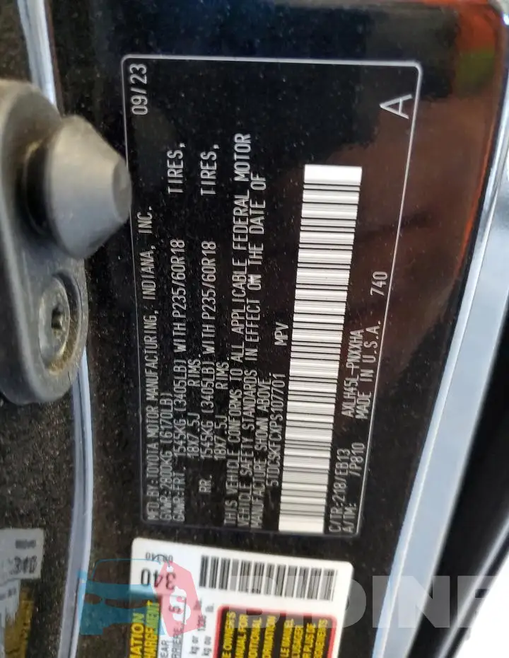 5TDCSKFCXPS107701 Photo# 13