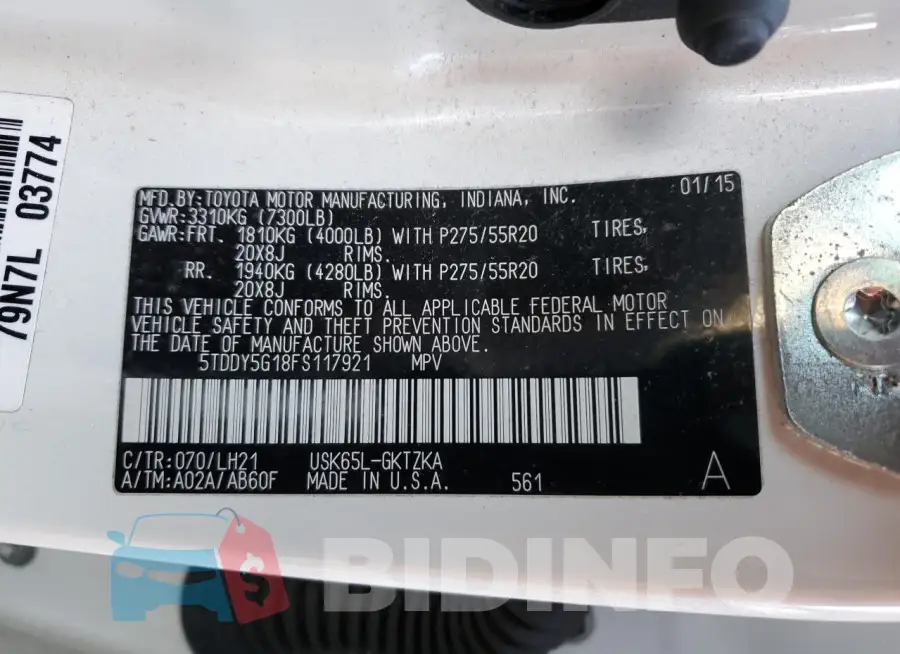 5TDDY5G18FS117921 Photo# 14