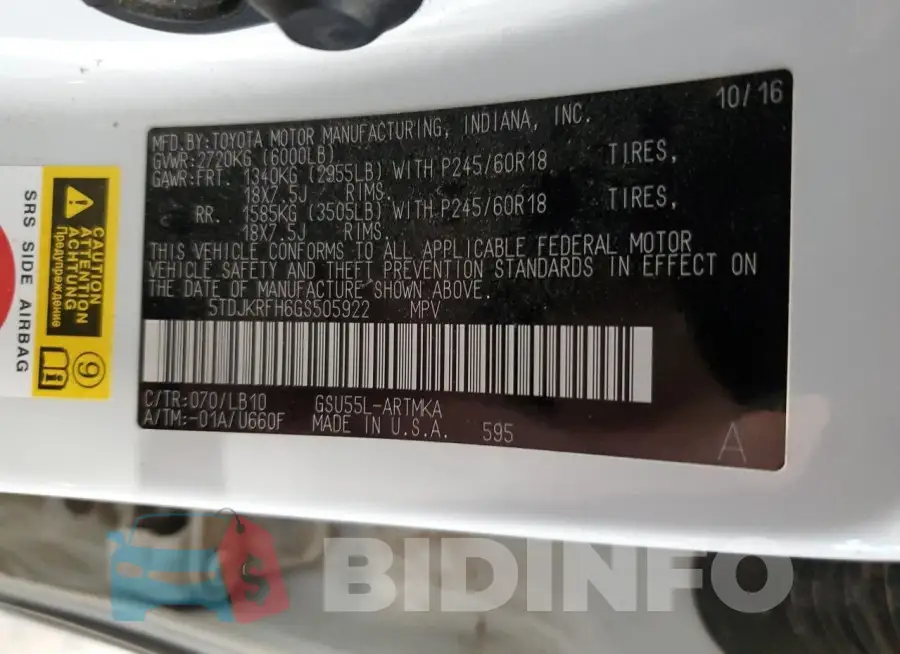 5TDJKRFH6GS505922 Photo# 13
