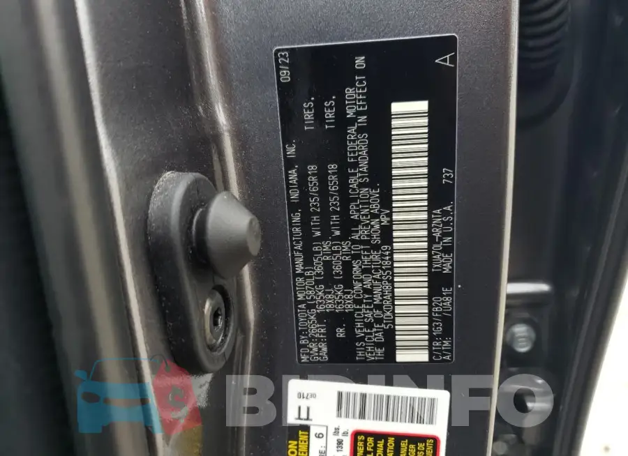 5TDKDRAH8PS518449 Photo# 13