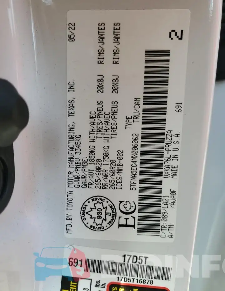 5TFNA5EC4NX006062 Photo# 12