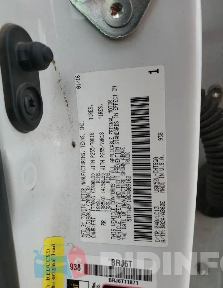 5TFTW5F10GX009162 Photo# 12