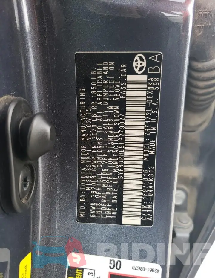 5YFBURHE9FP279027 Photo# 12