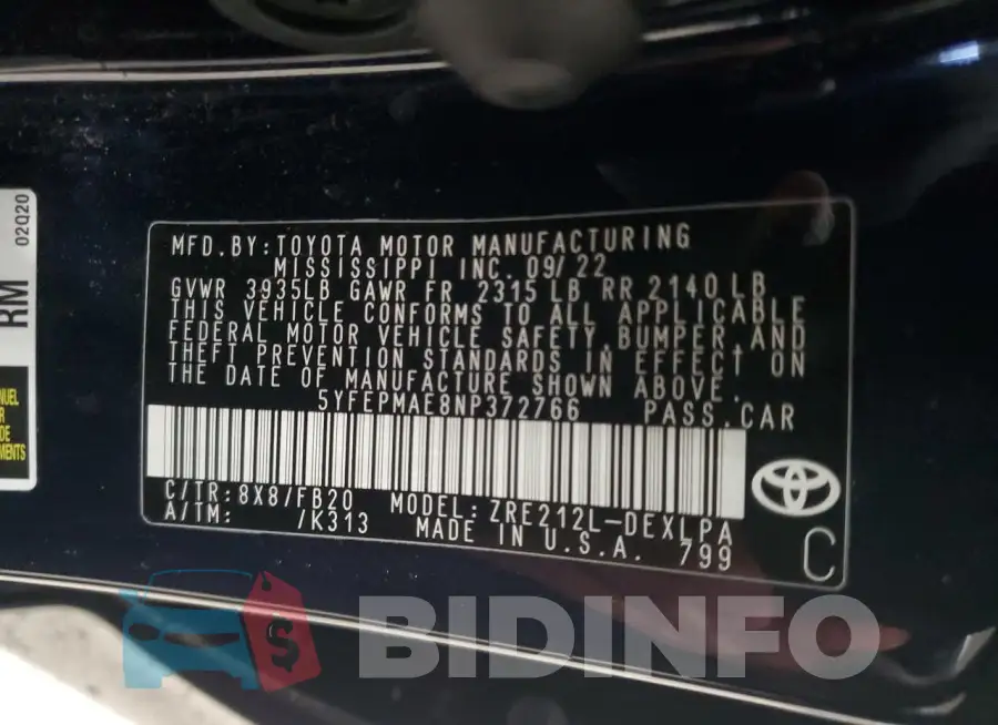 5YFEPMAE8NP372766 Photo# 12