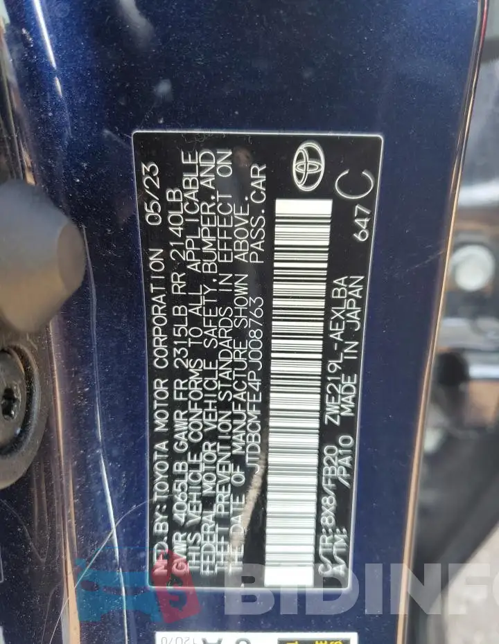 JTDBCMFE4PJ008763 Photo# 12
