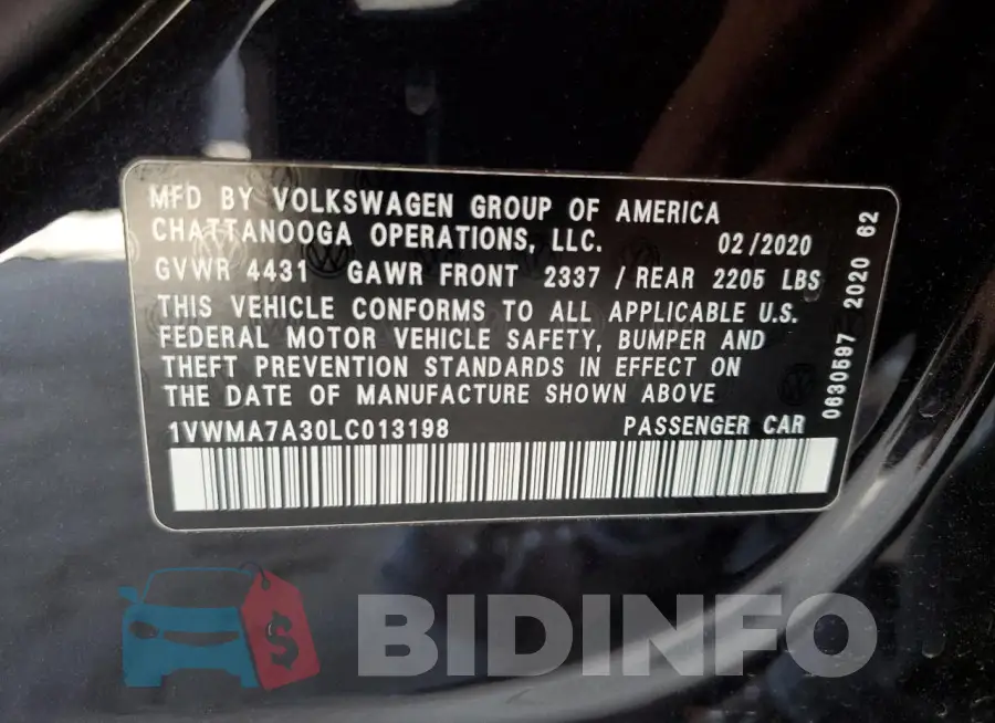 1VWMA7A30LC013198 Photo# 12